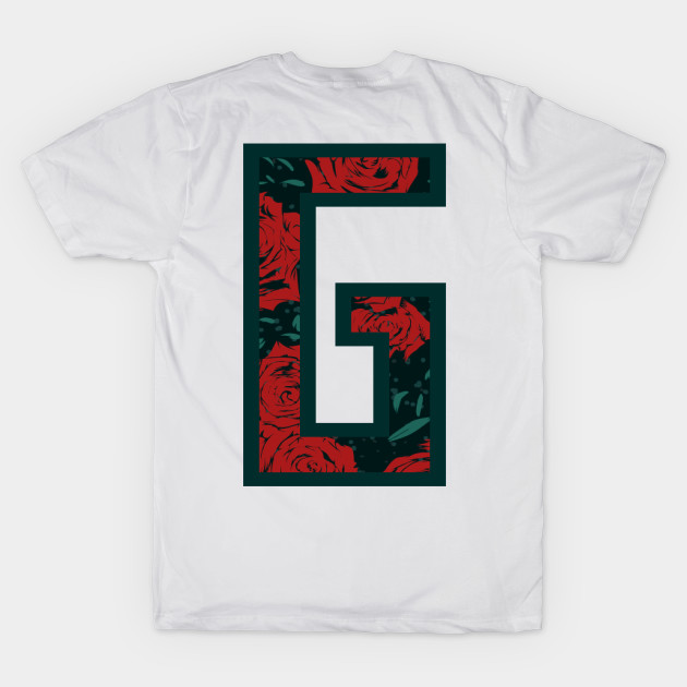 Modern Rose Floral Initial Name Alphabet - Letter G by BroxArtworx